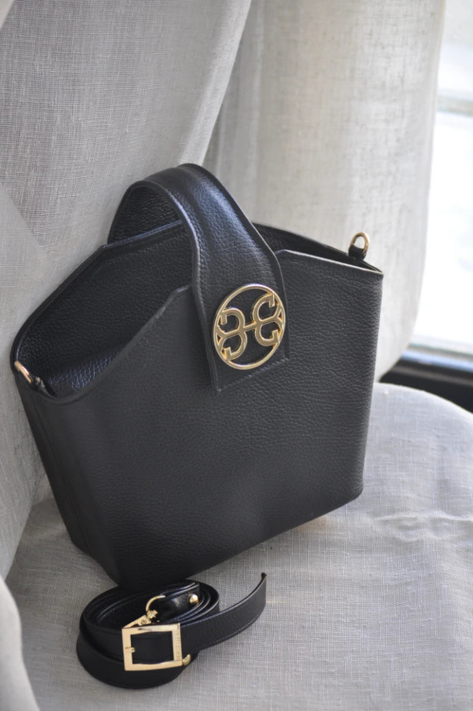 BONENDIS EVELYN LEATHER HANDBAG BLACK