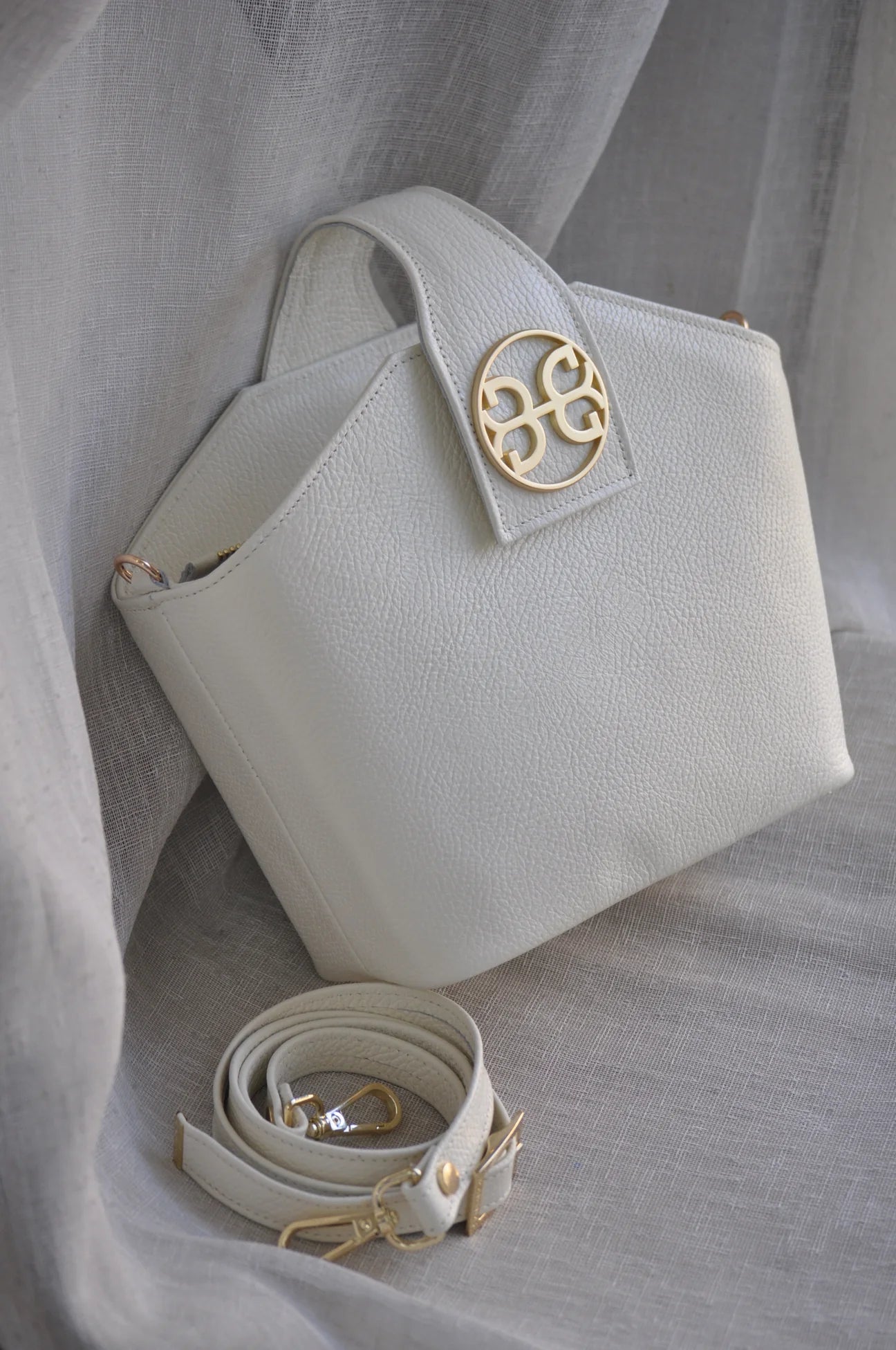 BONENDIS EVELYN LEATHER HANDBAG CREAM