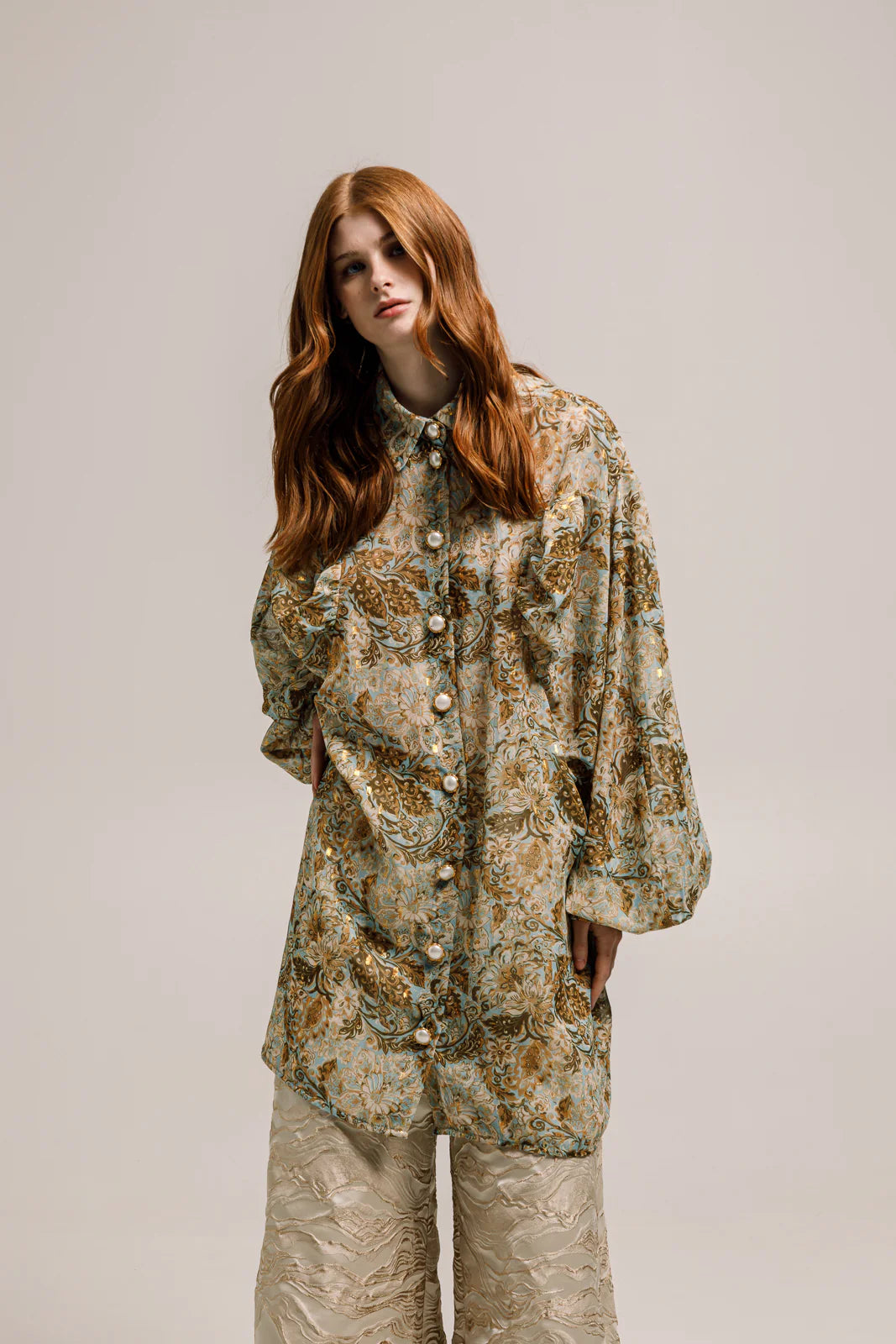 THE JERKINS HALIFA SHIRT PRINTED AQUA BLUE