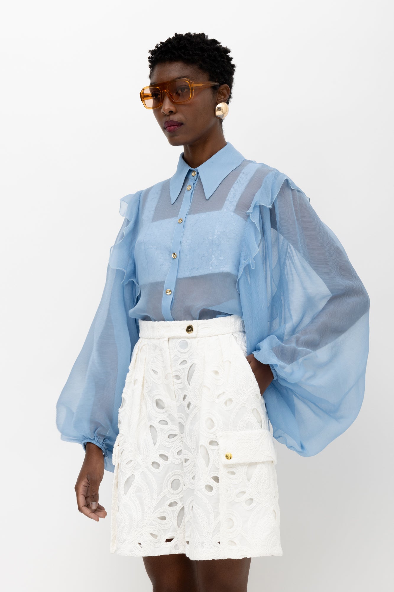 MALLORY ELECTRA SILK SHIRT LIGHT BLUE