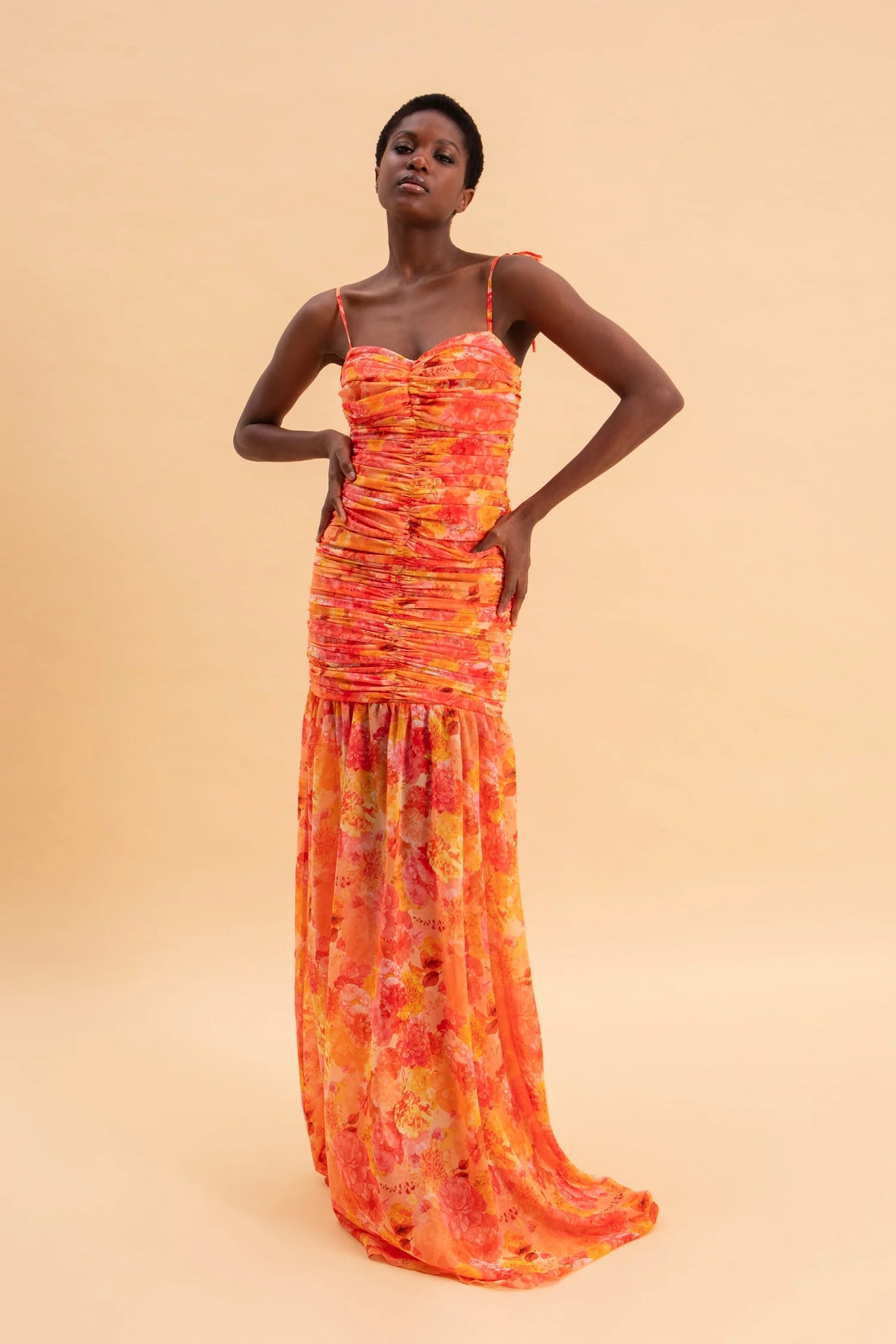 EVELEYA TANGERINE PARADISE MAXI DRESS