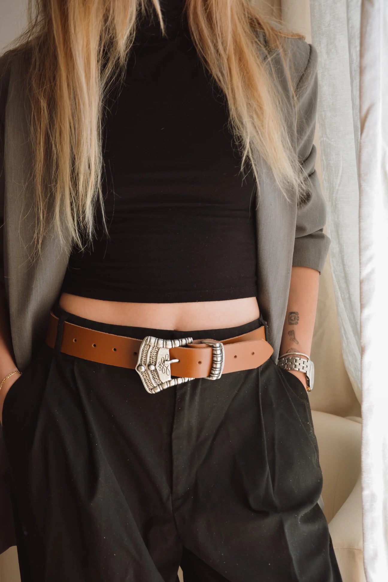 BONENDIS SOPHIA LEATHER BELT TABAC