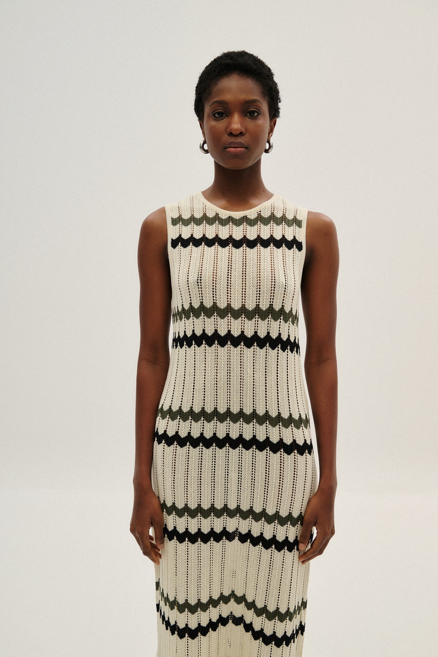 COMBOS MAXI DRESS STRIPES B/W