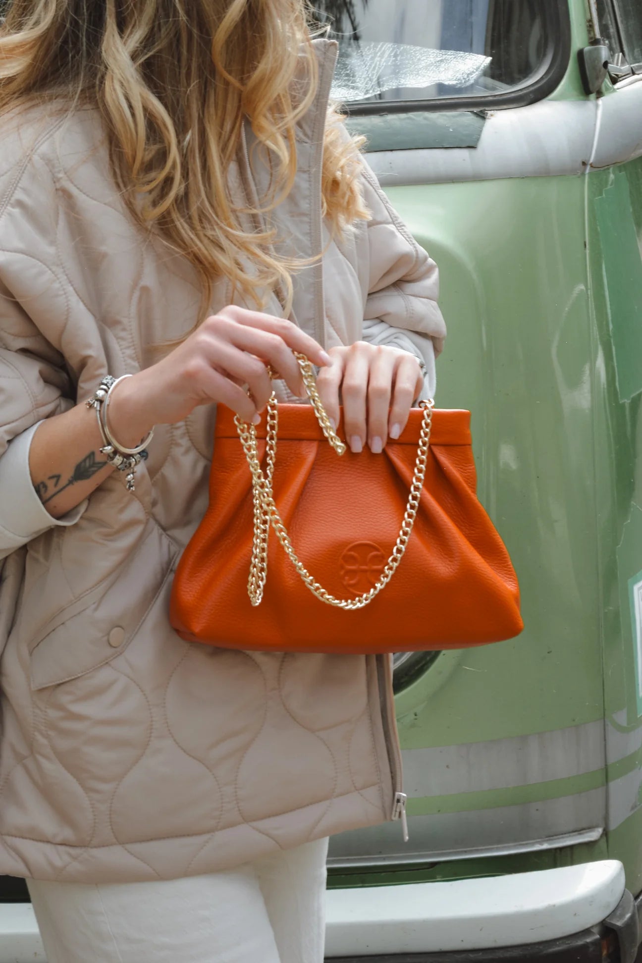 BONENDIS KISS LEATHER POUCHE ORANGE