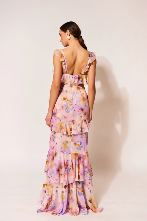 ERYA LILIAN MAXI RUFFLE DRESS