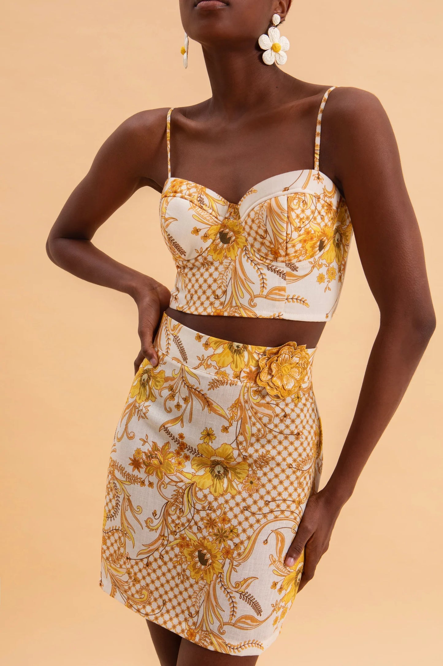 EVELEYA MARIGOT LINEN BUSTIER