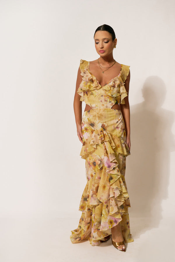 ERYA SOLEIA MAXI RUFFLE DRESS