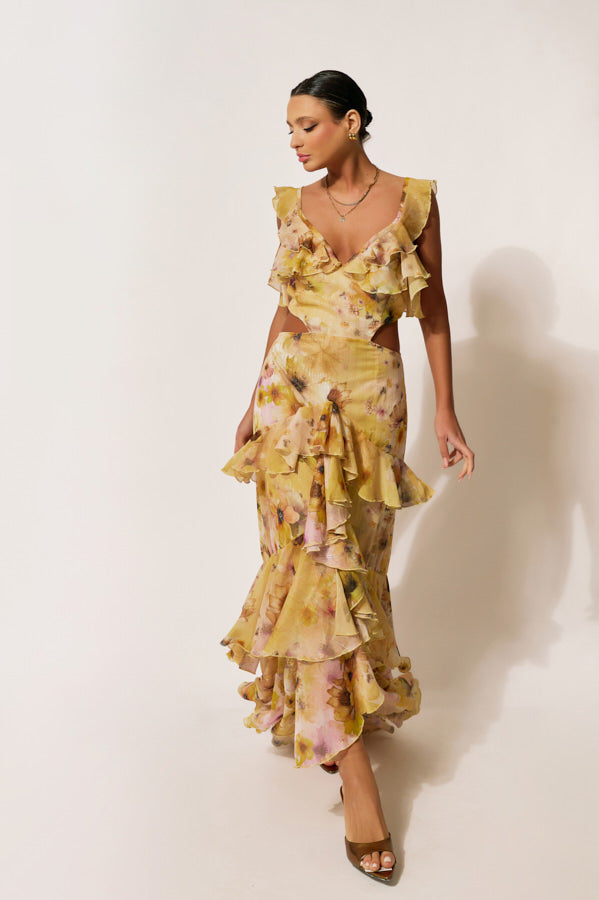 ERYA SOLEIA MAXI RUFFLE DRESS