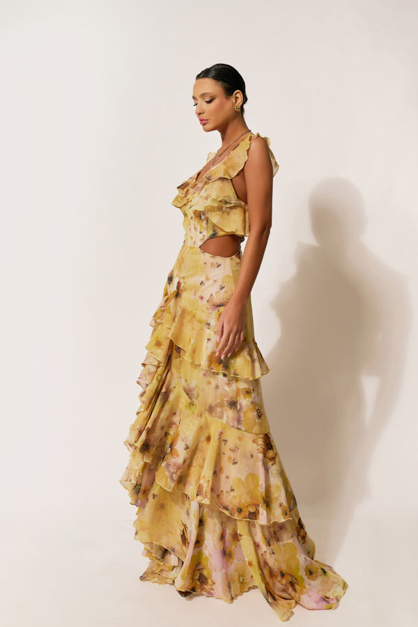 ERYA SOLEIA MAXI RUFFLE DRESS