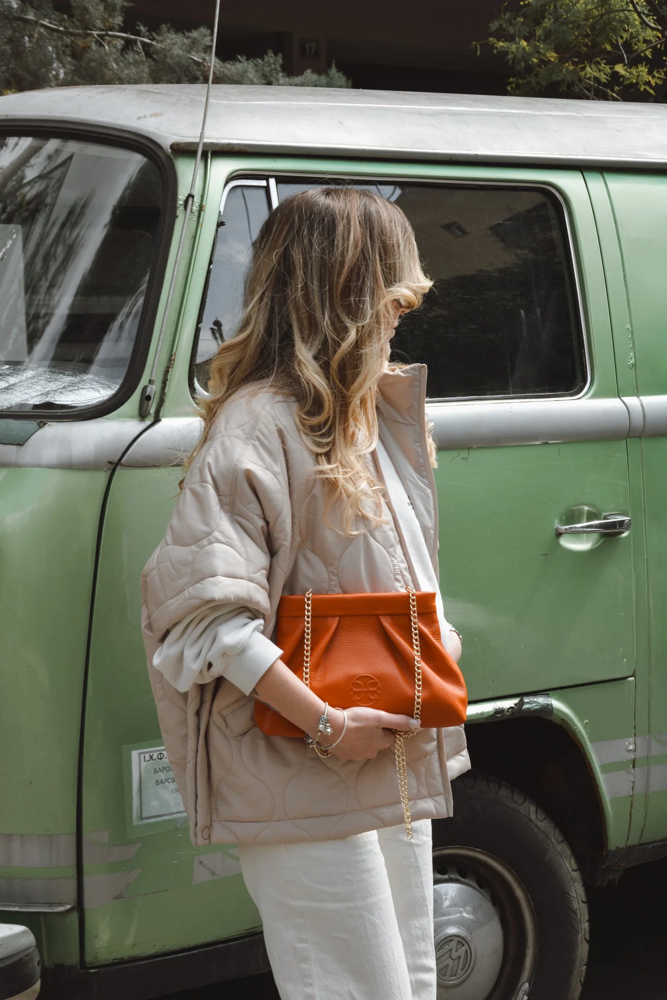 BONENDIS KISS LEATHER POUCHE ORANGE