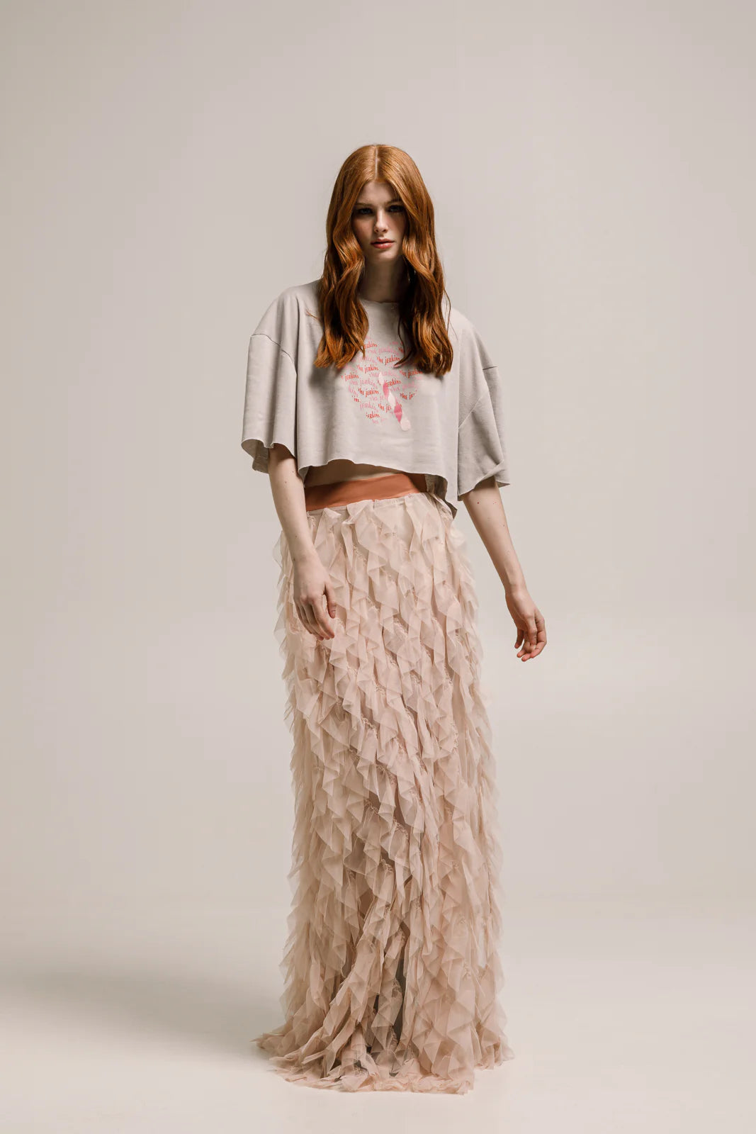 THE JERKINS WABISA MAXI SKIRT SOFT PINK