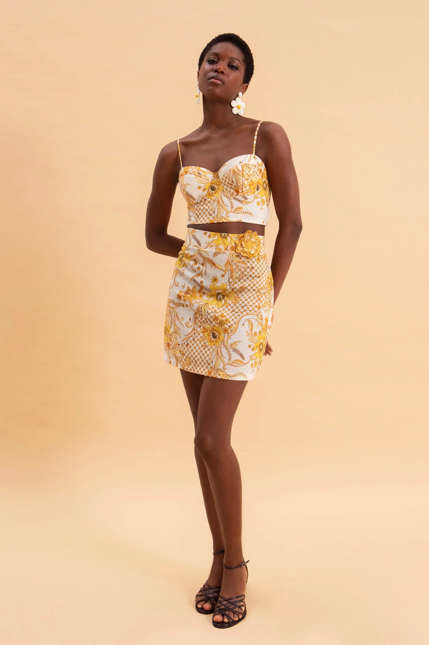 EVELEYA MARIGOT LINEN BUSTIER