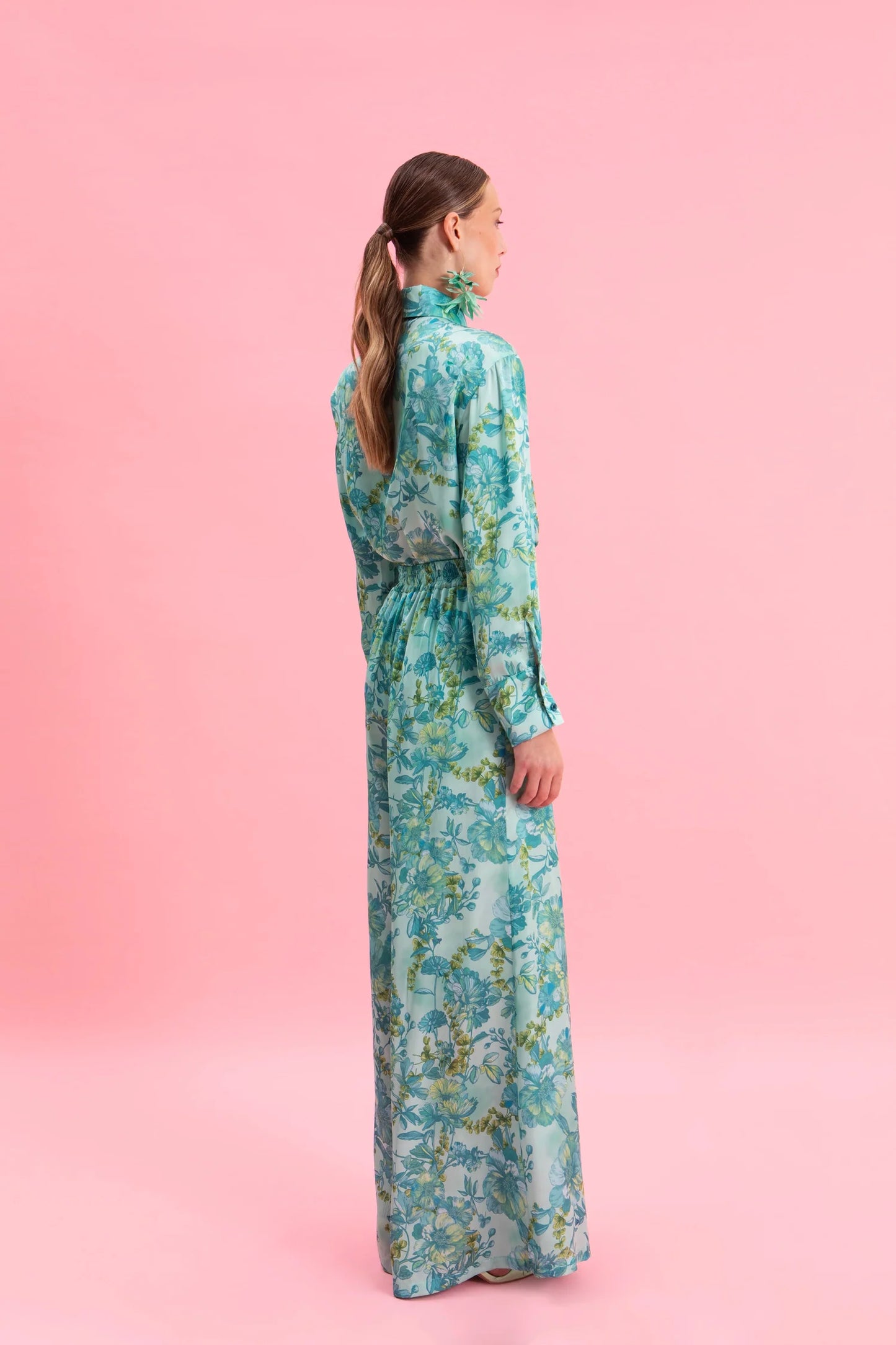 EVELEYA BOTANICAL BREEZE SATIN SHIRT