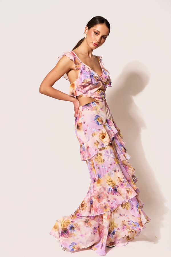 ERYA LILIAN MAXI RUFFLE DRESS