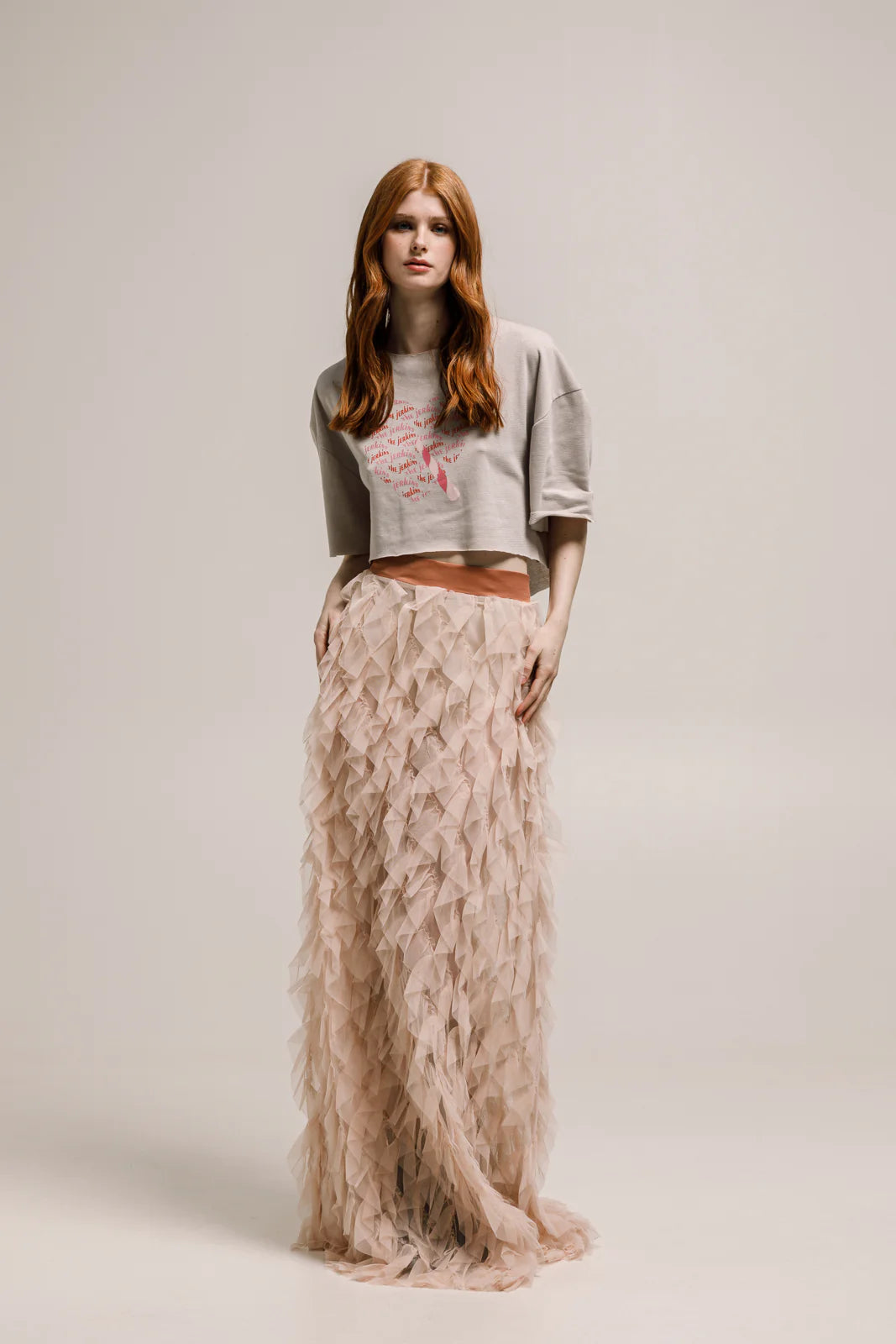 THE JERKINS WABISA MAXI SKIRT SOFT PINK