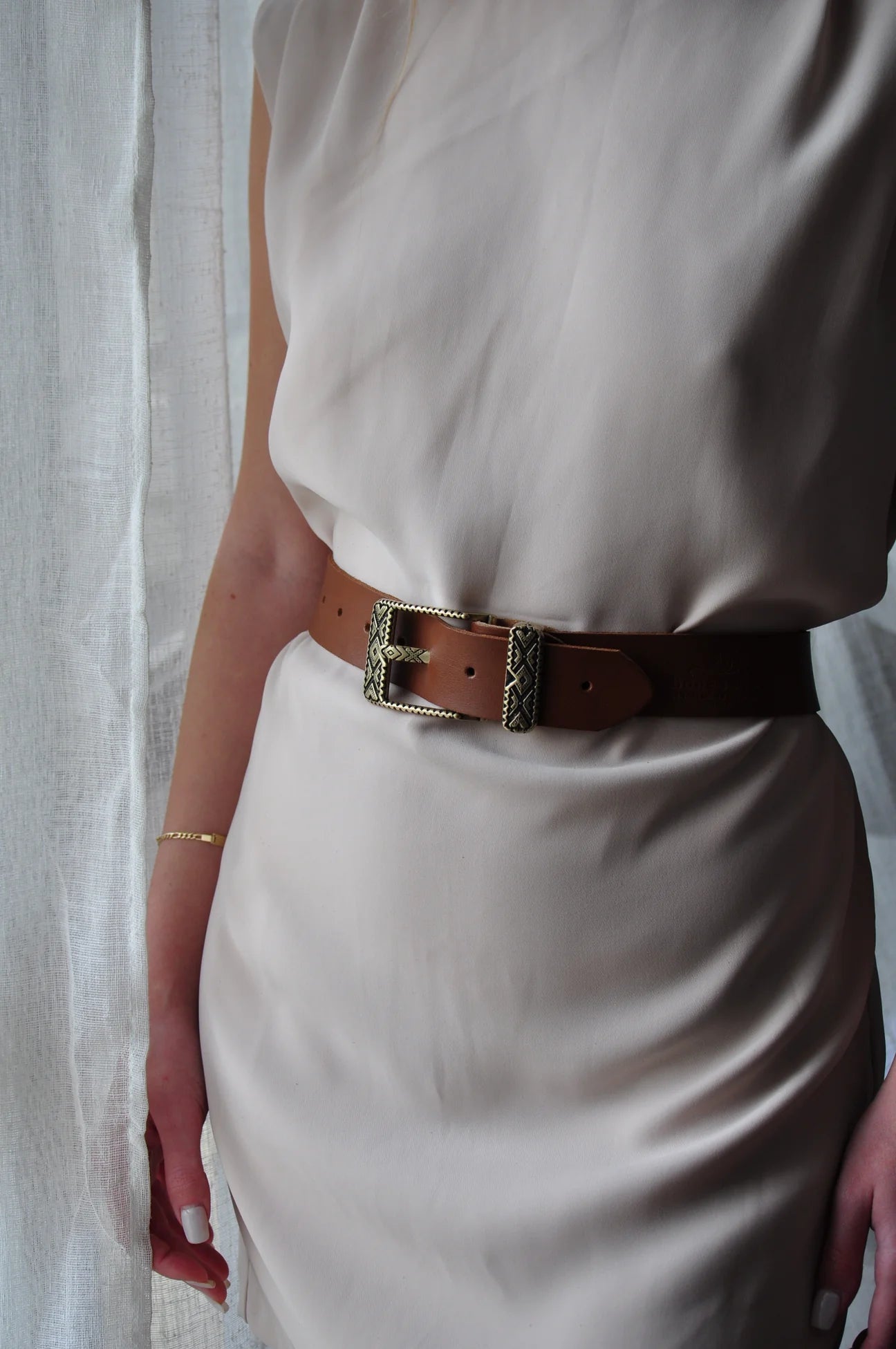BONENDIS MARY LEATHER BELT TABAC