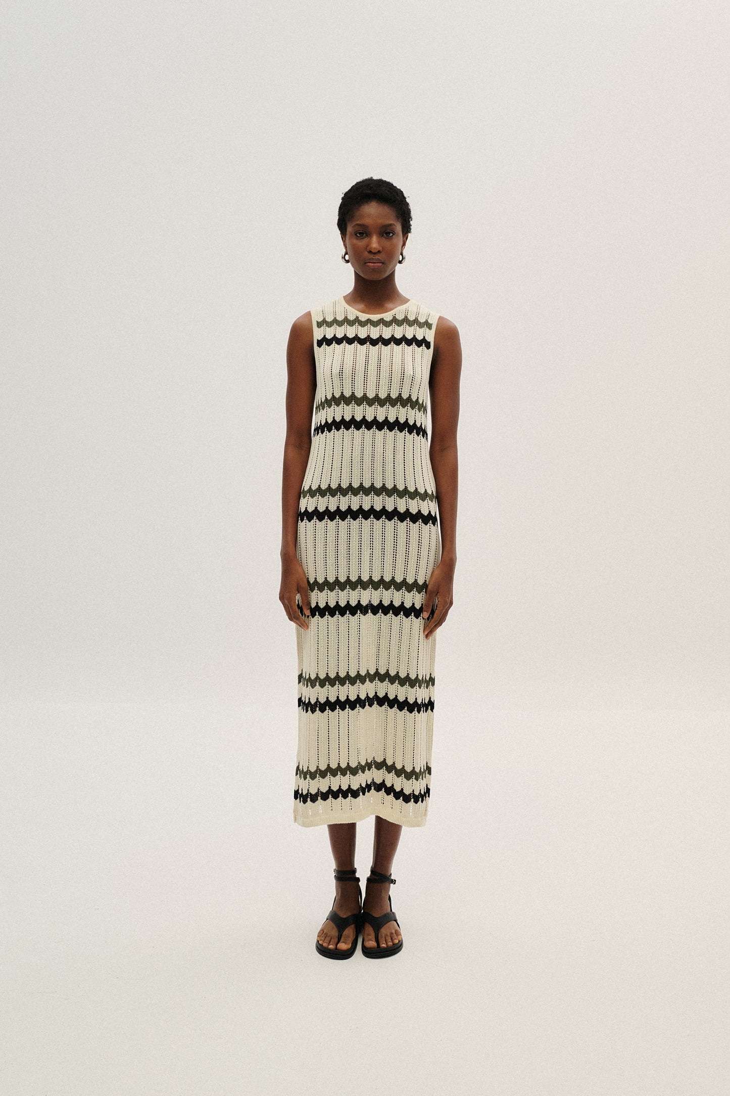 COMBOS MAXI DRESS STRIPES B/W