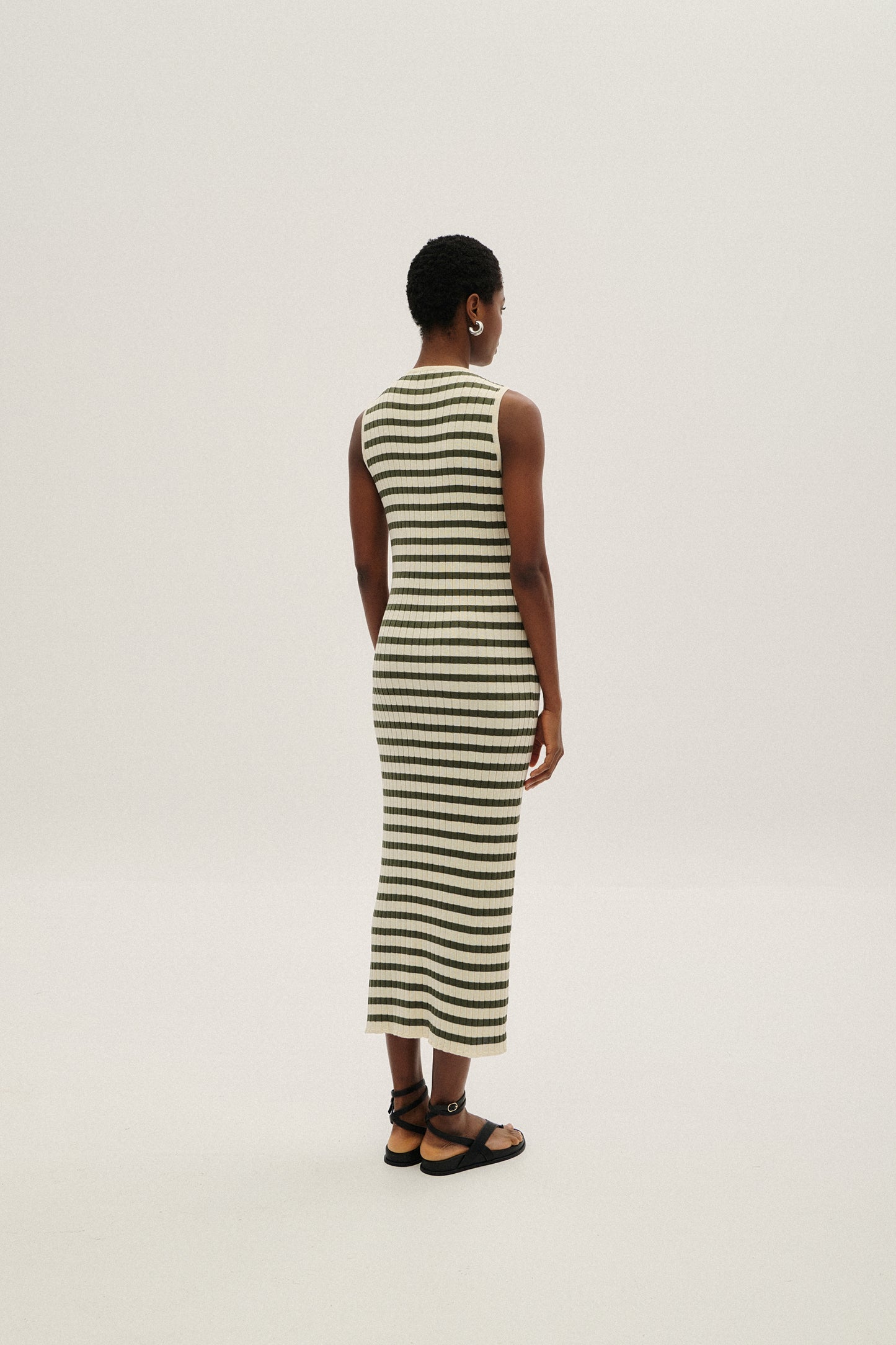 COMBOS MAXI DRESS STRIPES ECRU/KHAKI