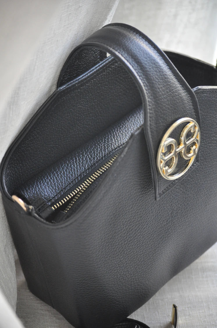 BONENDIS EVELYN LEATHER HANDBAG BLACK