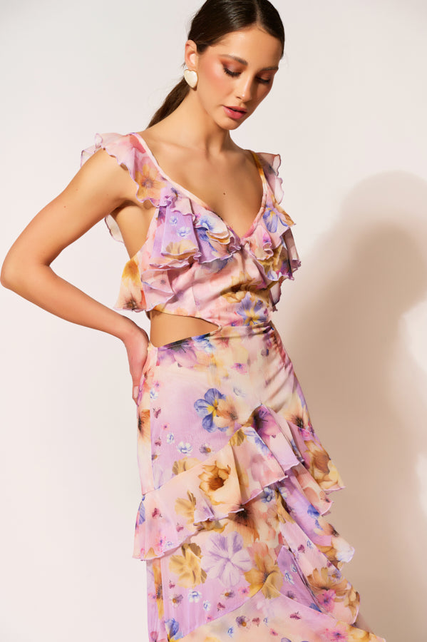 ERYA LILIAN MAXI RUFFLE DRESS