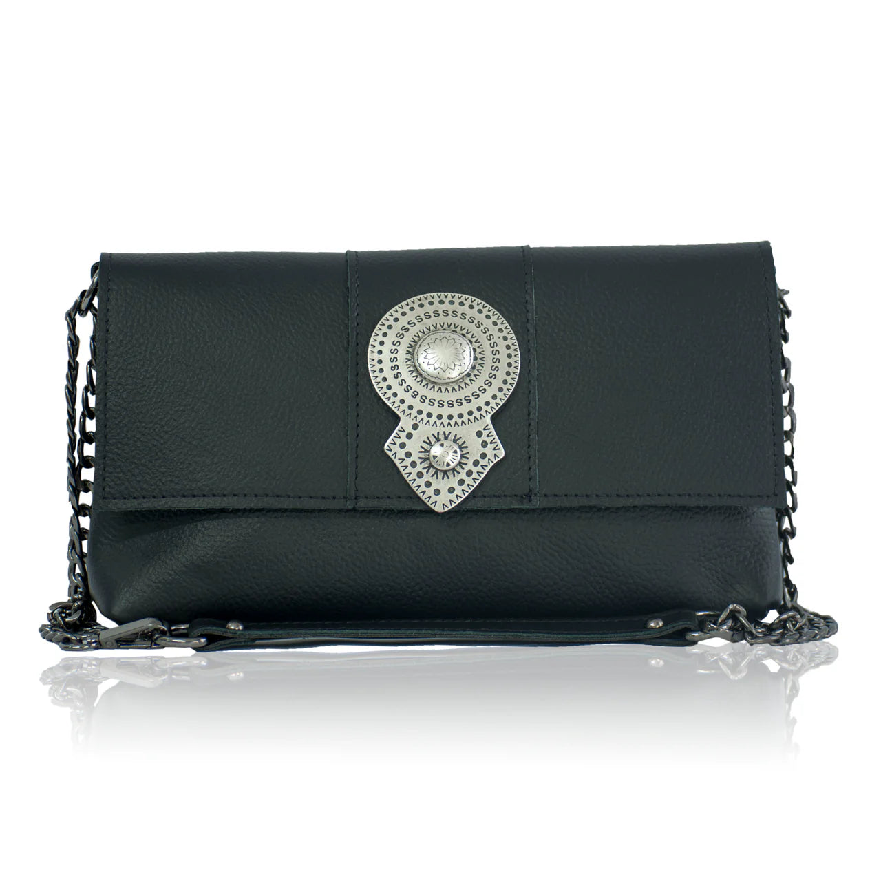 BONENDIS AURORA LEATHER SHOULDER BAG BLACK
