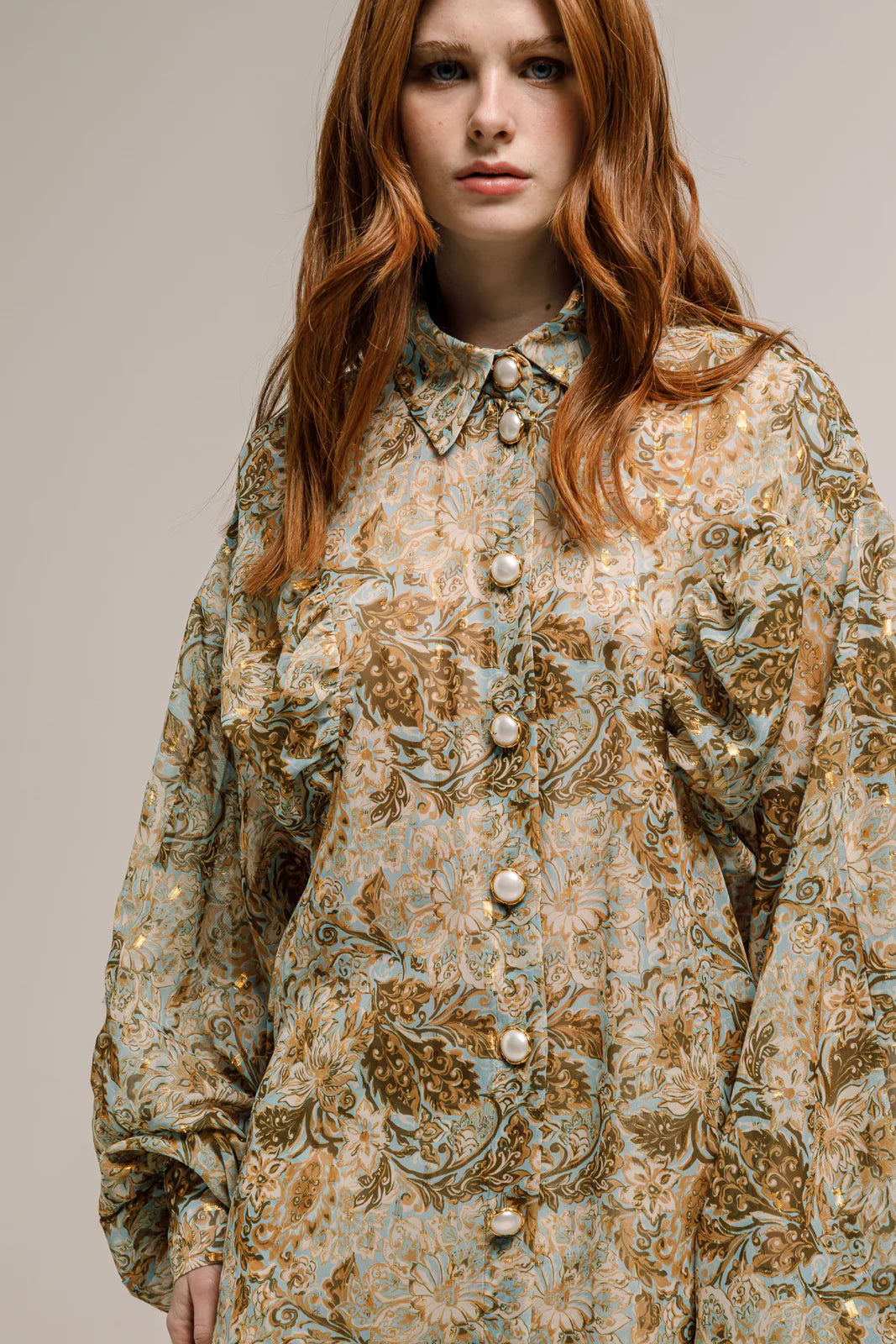 THE JERKINS HALIFA SHIRT PRINTED AQUA BLUE