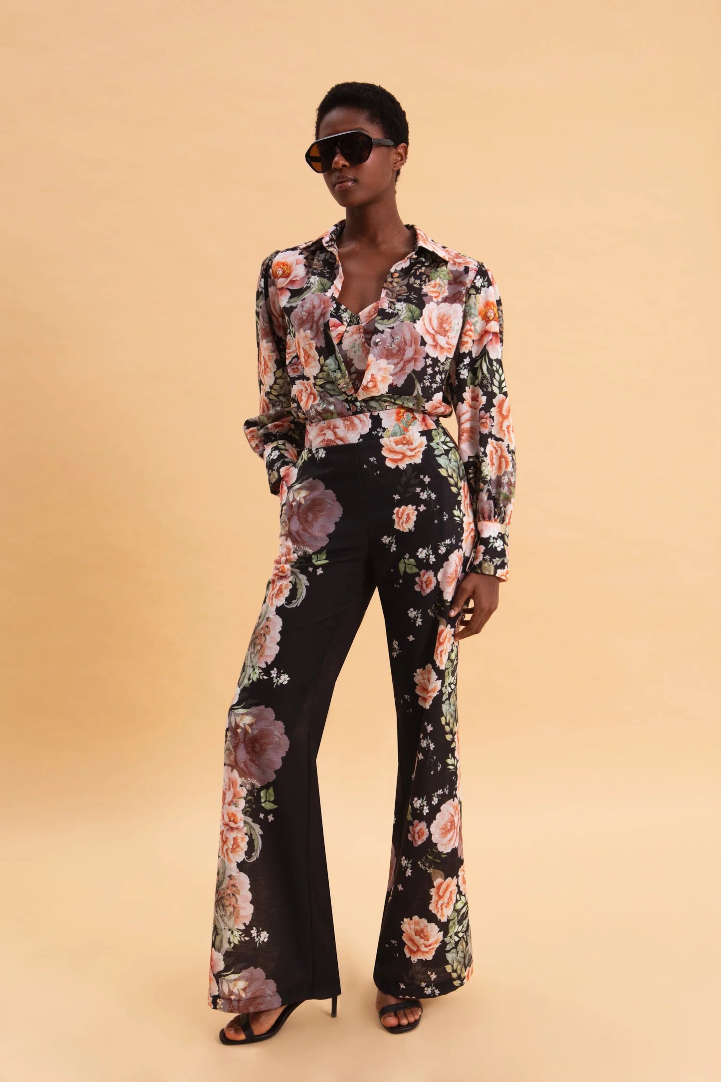 EVELEYA PEONIES LOVE LINEN SHIRT
