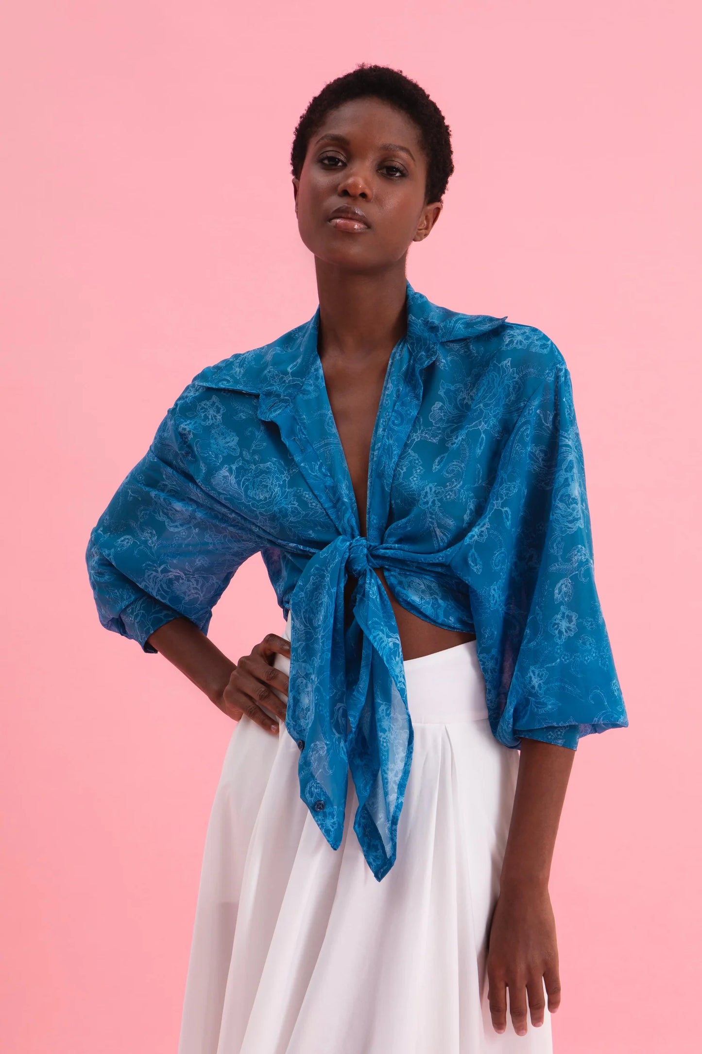 EVELEYA AQUATIC ELEGANCE OVERSIZED SHIRT