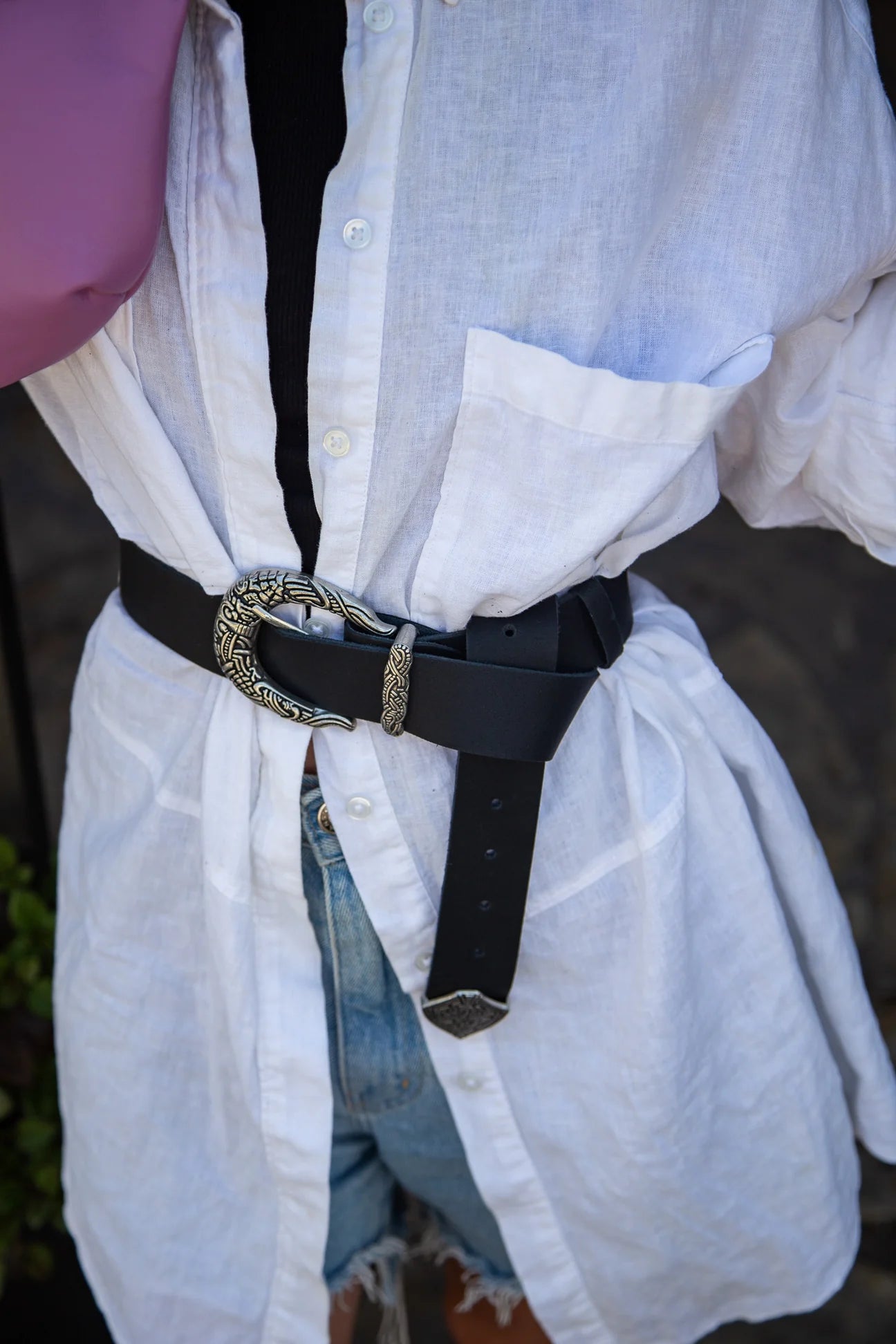 BONENDIS ORCHID LEATHER BELT BLACK