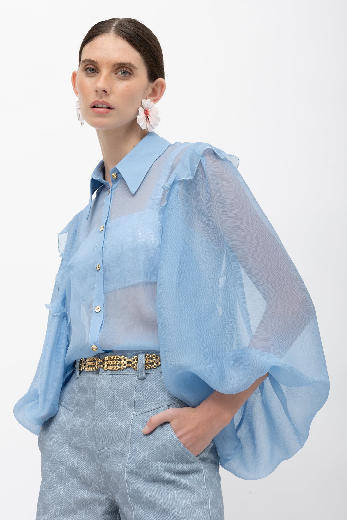 MALLORY ELECTRA SILK SHIRT LIGHT BLUE