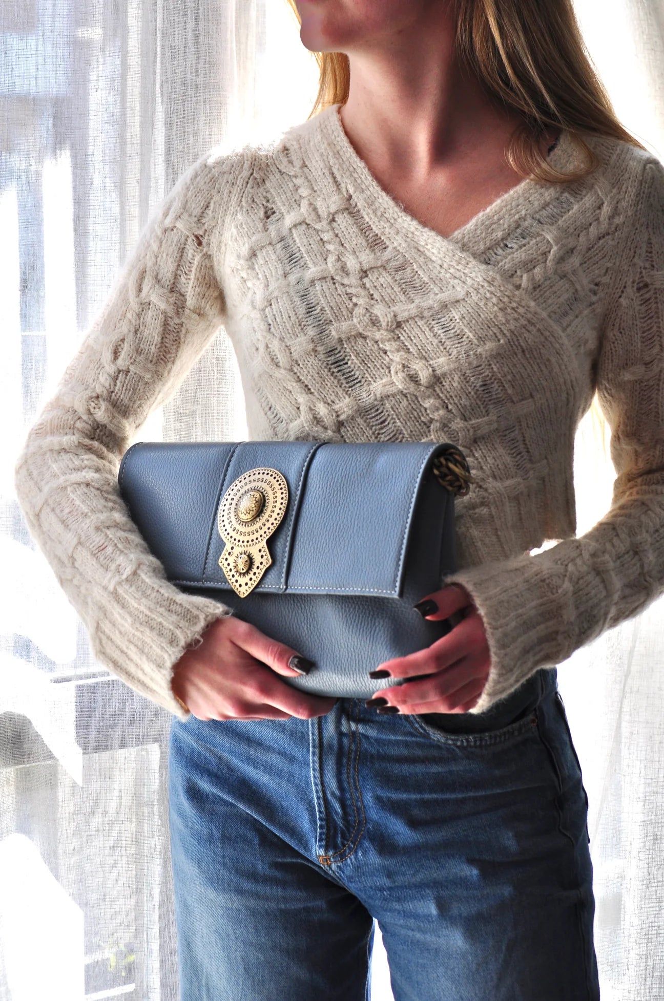 AURORA LEATHER BAG FRENCH BLUE BONENDIS