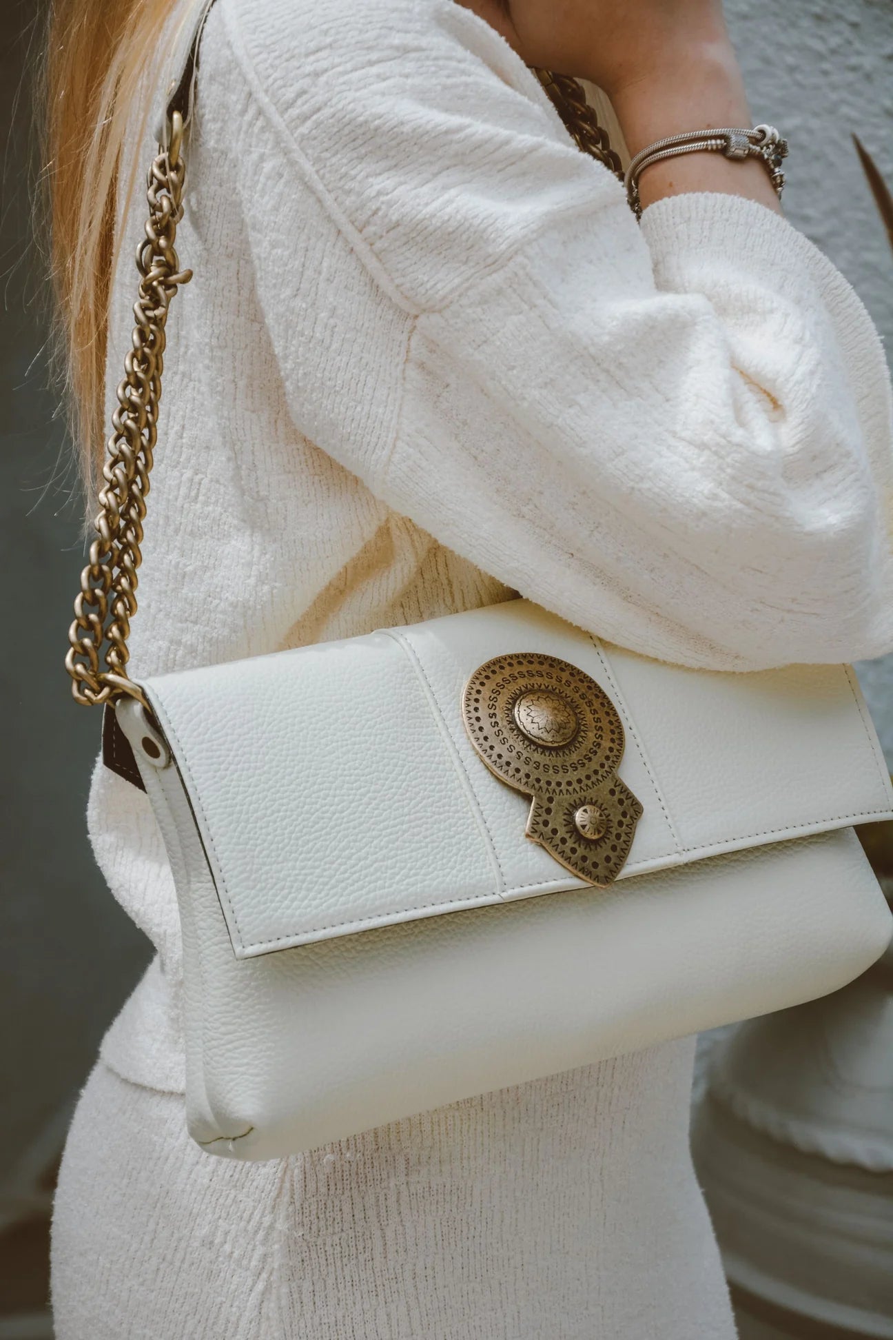 AURORA LEATHER BAG CREAM BONENDIS