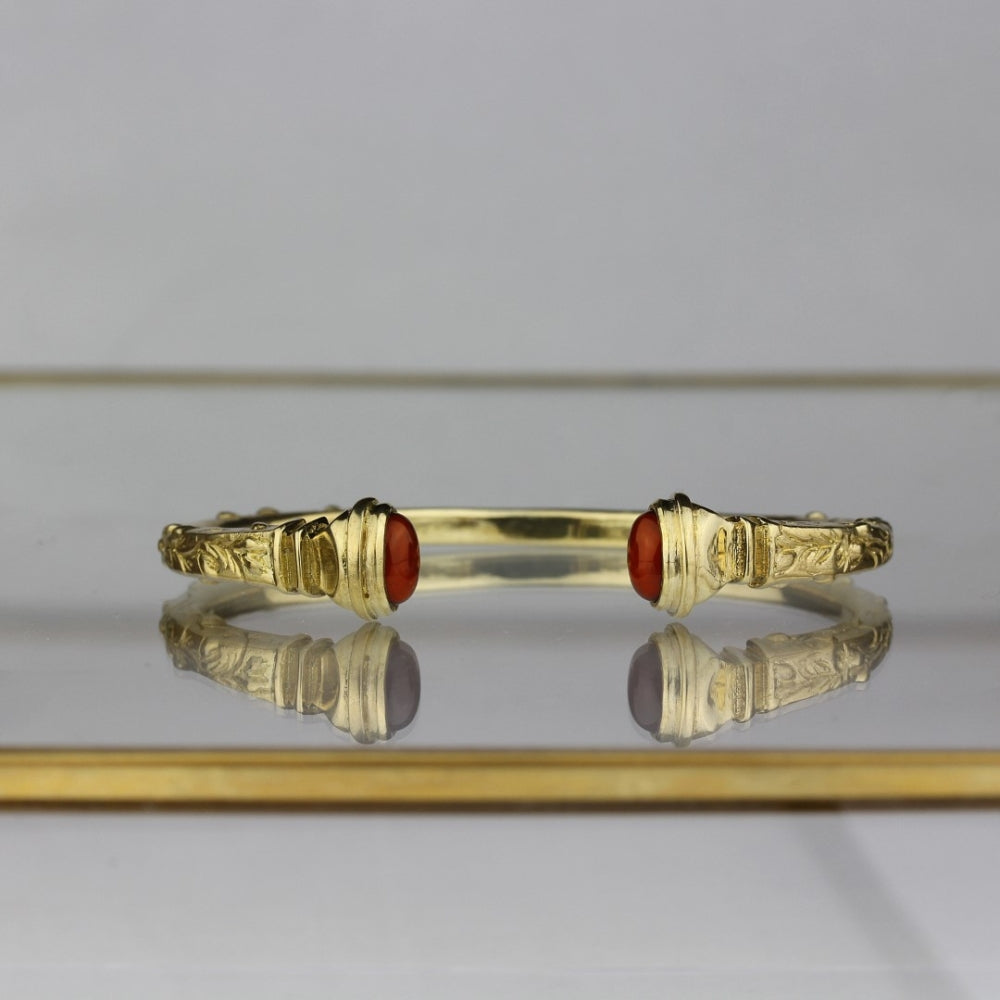 ALMA CARNELIAN ENGRAVED BRONZE CUFF BREAK A STONE