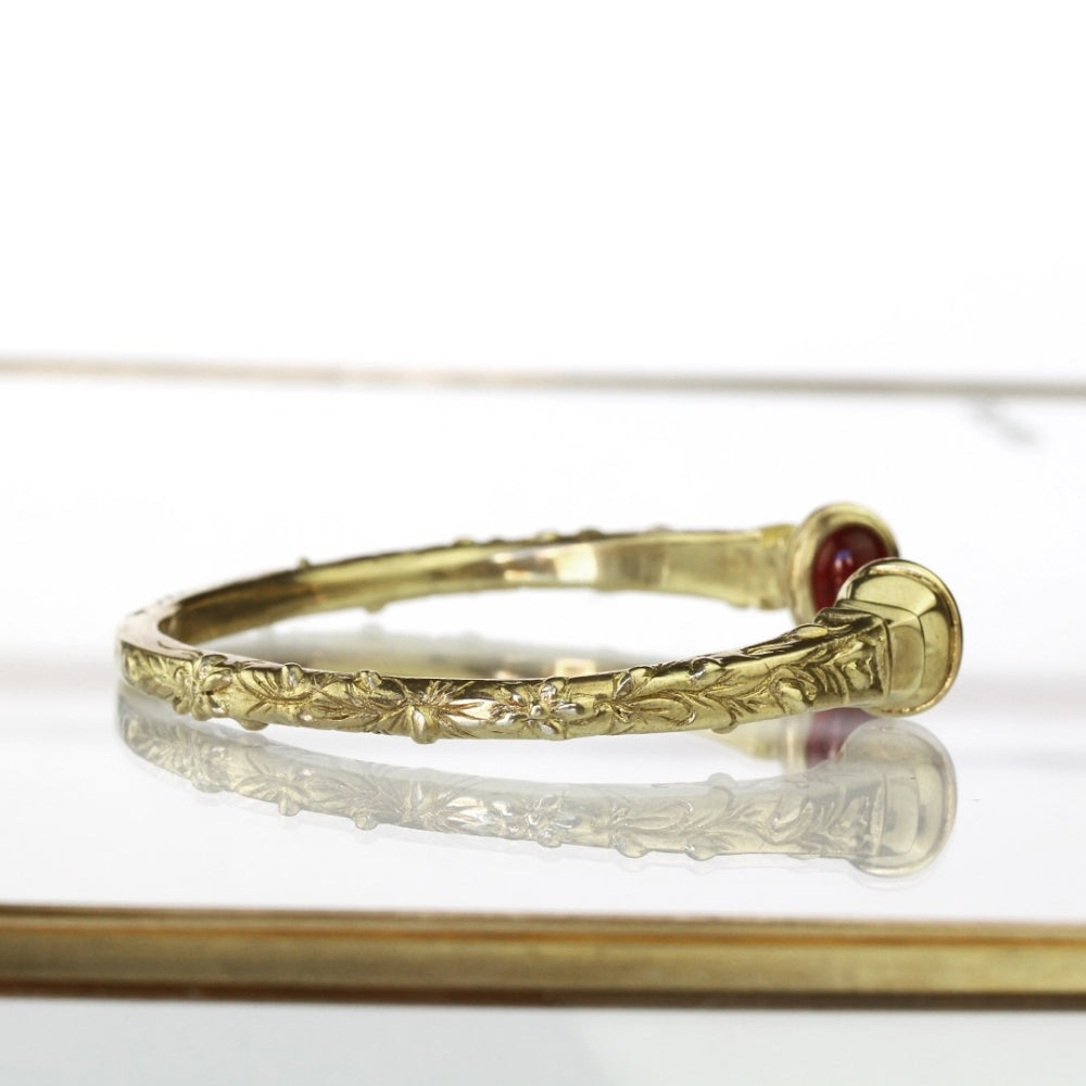 ALMA CARNELIAN ENGRAVED BRONZE CUFF BREAK A STONE
