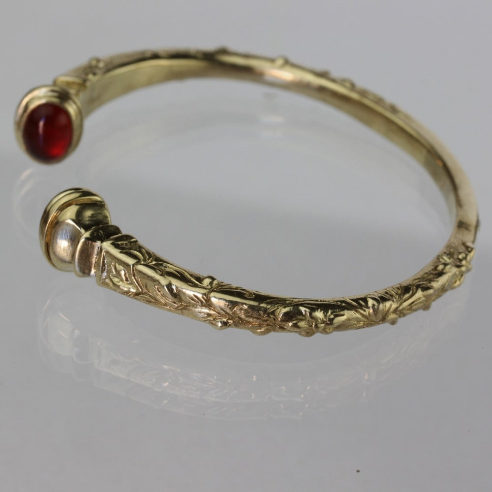 ALMA CARNELIAN ENGRAVED BRONZE CUFF BREAK A STONE