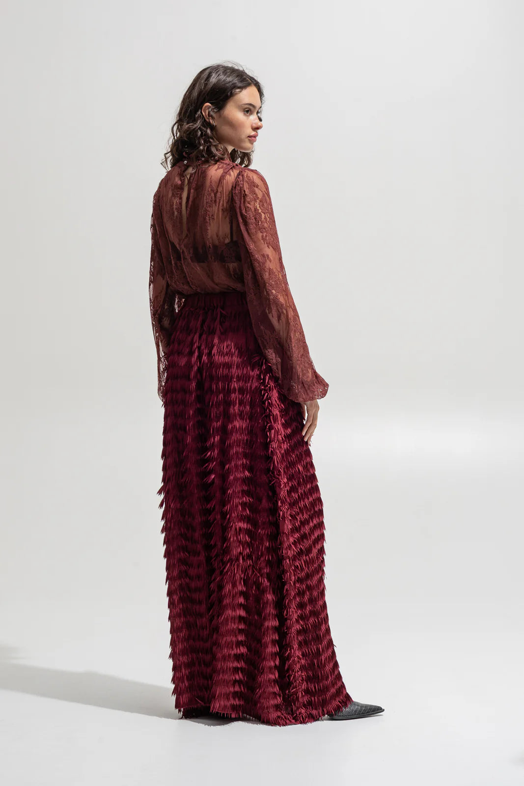 THE JERKINS OGIMA MAXI SKIRT BORDEAUX