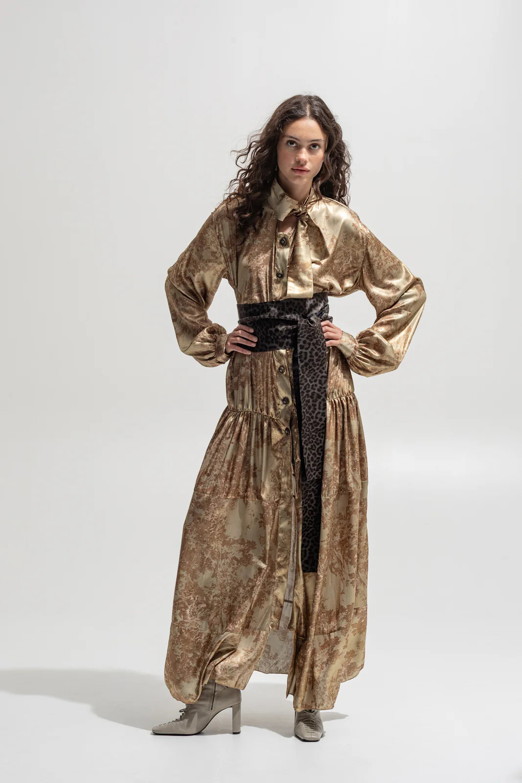 THE JERKINS TALISE ECO-LEATHER BELT PRINTED CHARCOAL