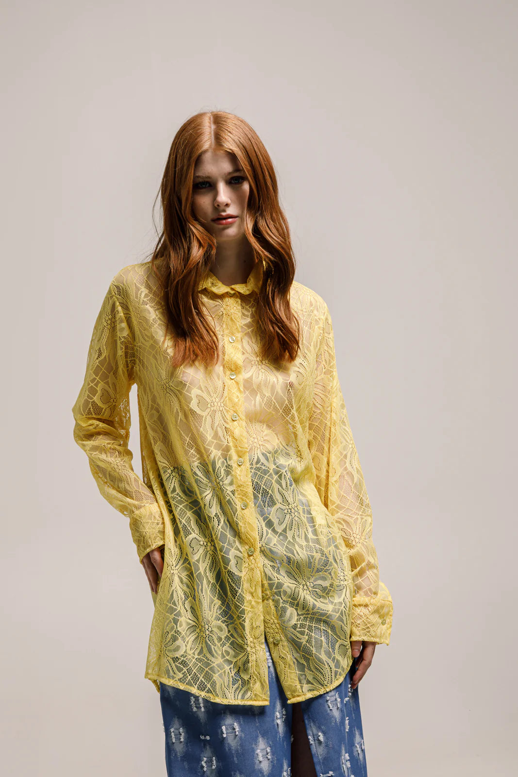OLINA SHIRT LACE YELLOW