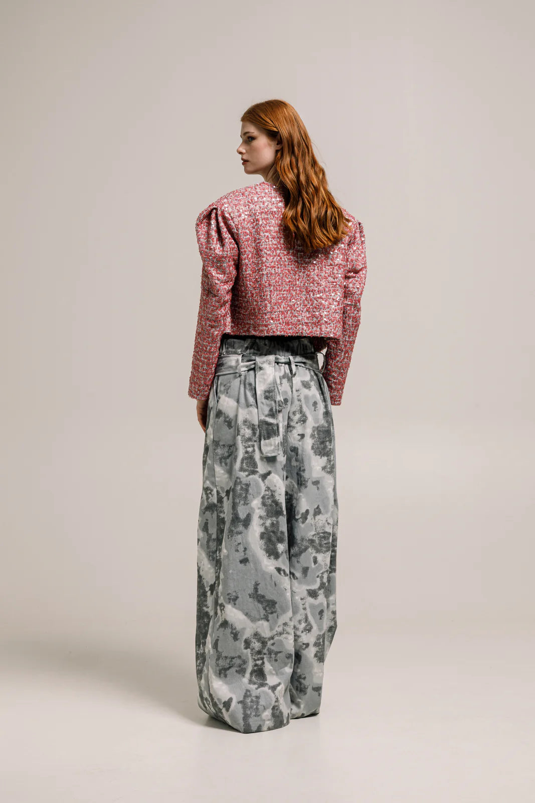SABU CROPPED BLAZER SEQUINED CORAL