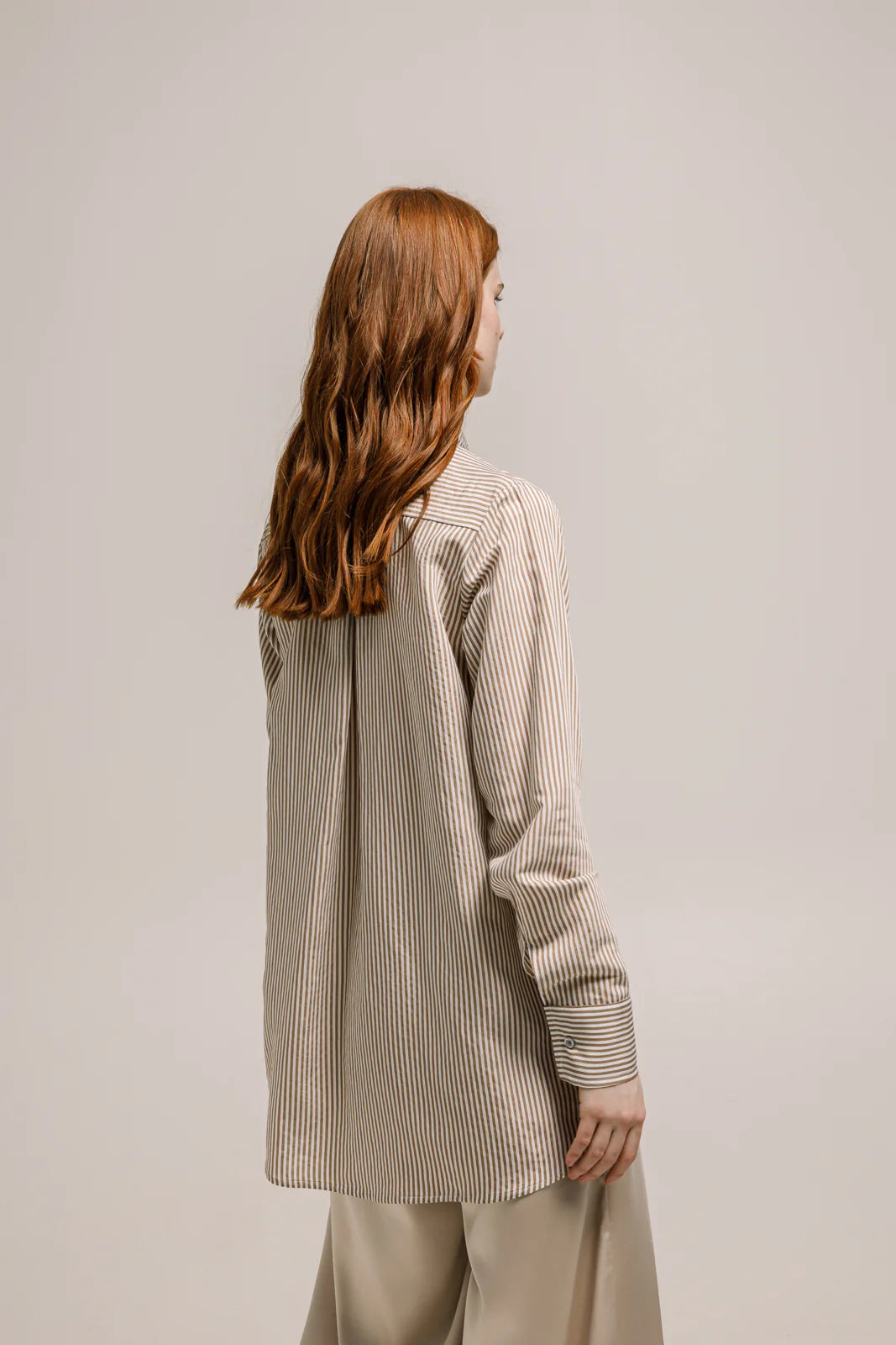 OLINA SHIRT STRIPED TAN BEIGE