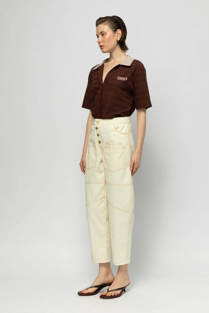 MALLORY ROSSINI IVORY DENIM PANTS