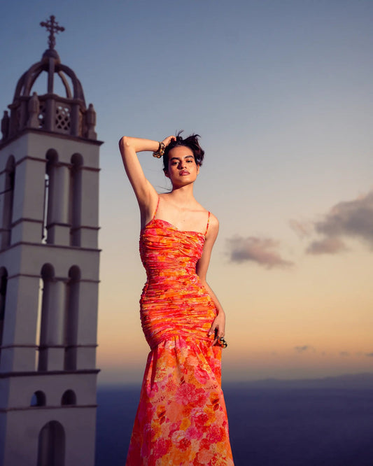 EVELEYA TANGERINE PARADISE MAXI DRESS