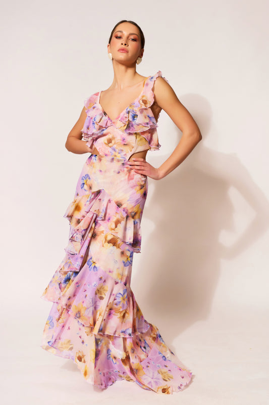 ERYA LILIAN MAXI RUFFLE DRESS