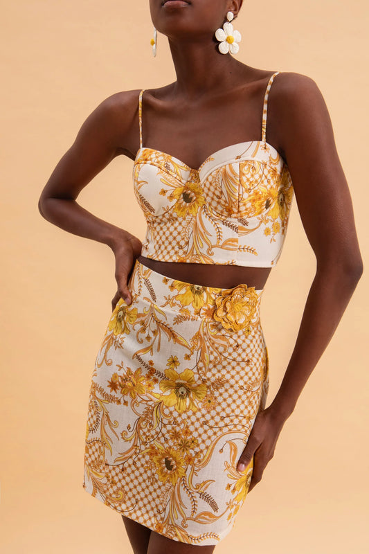 EVELEYA MARIGOT LINEN BUSTIER