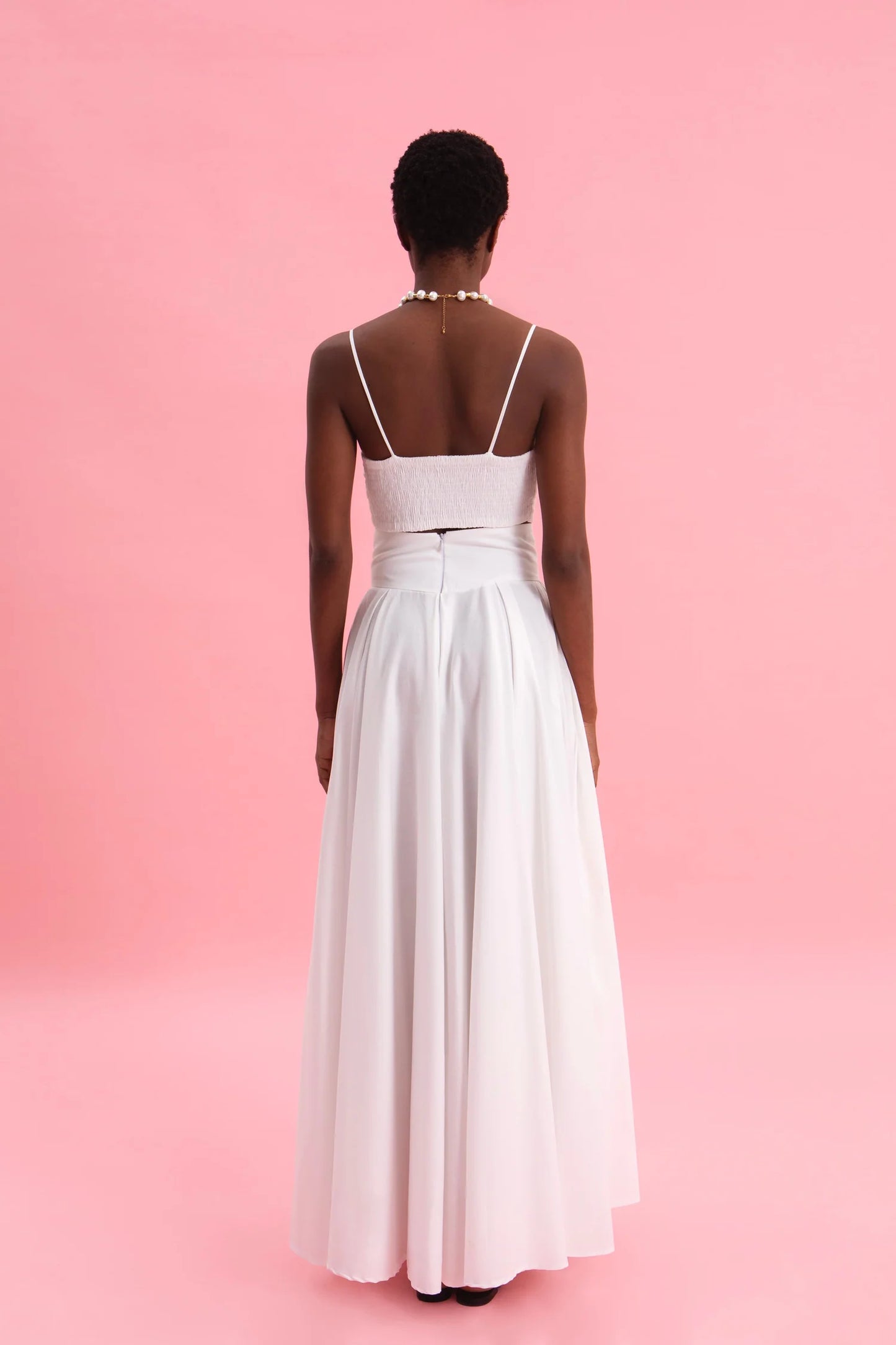 EVELEYA SNOW WHITE 100% COTTON MAXI SKIRT