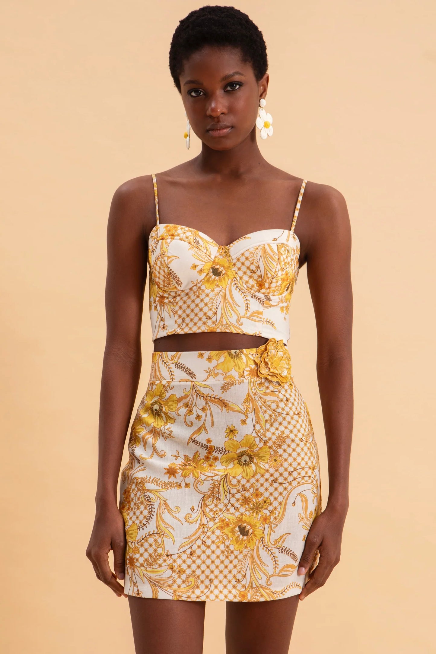 EVELEYA MARIGOT LINEN BUSTIER