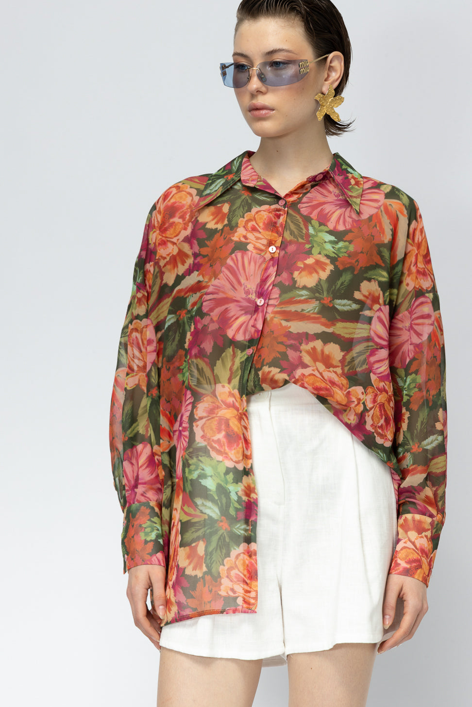MALLORY JUNGLE BIRD FLORAL SHIRT