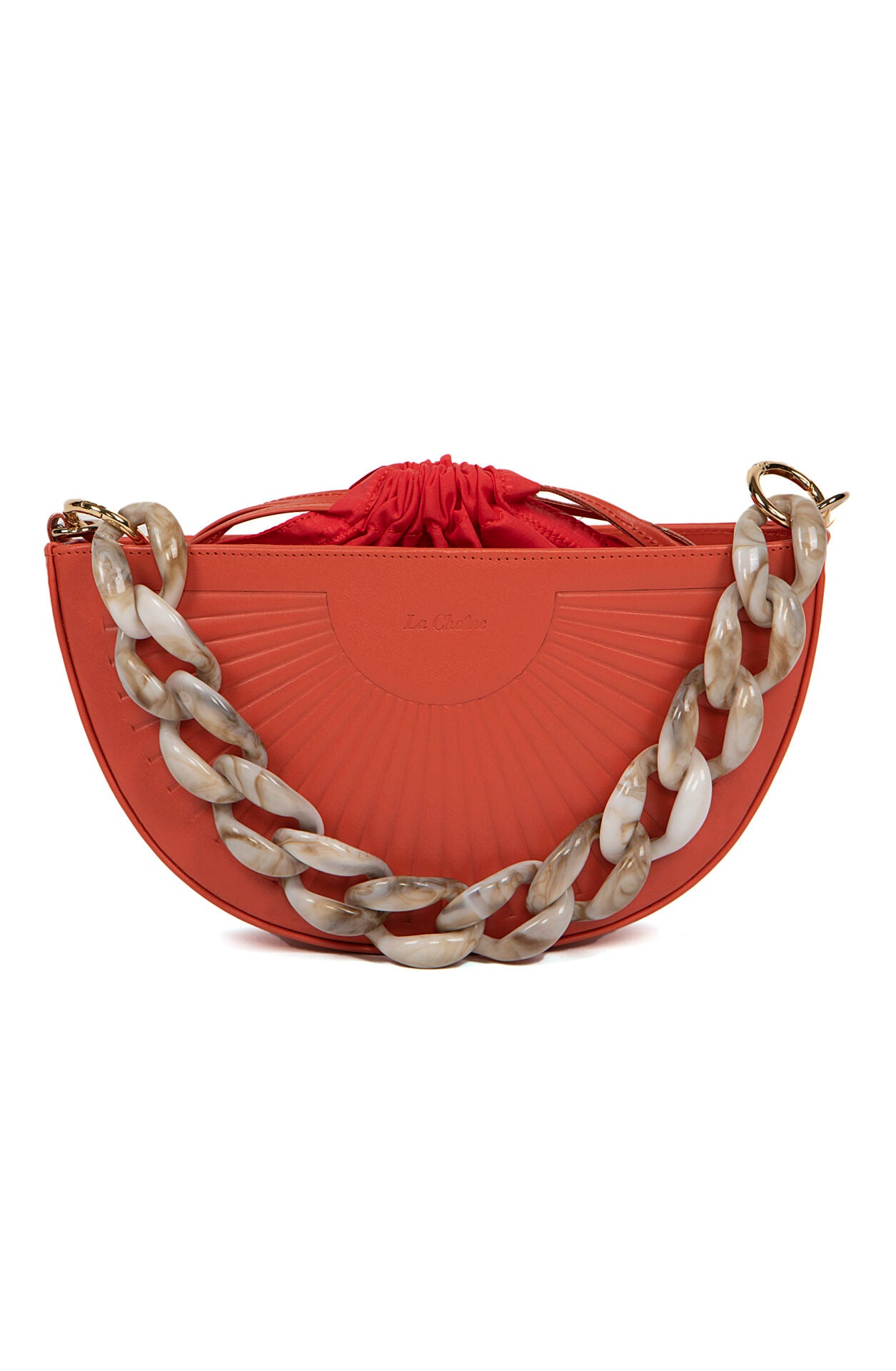 KALLISTI CORAL LEATHER BAG LA CHAINE