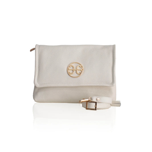 BONENDIS CLELIA LARGE LEATHER SHOULDER BAG CREAM