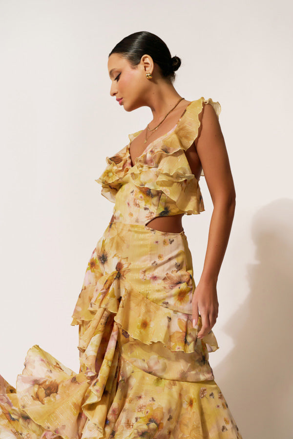 ERYA SOLEIA MAXI RUFFLE DRESS